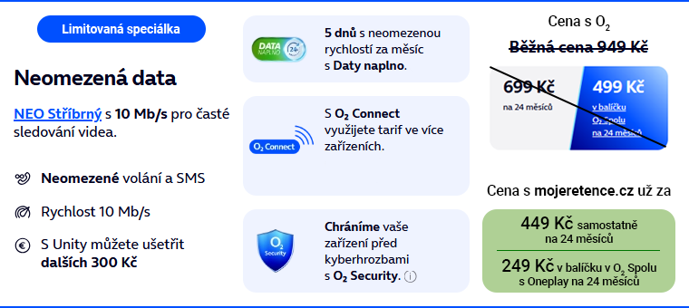 O2 limitka NEO Stříbrný za 249 Kč