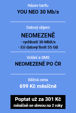 podpultový tarif YOU NEO 30 Mb/s